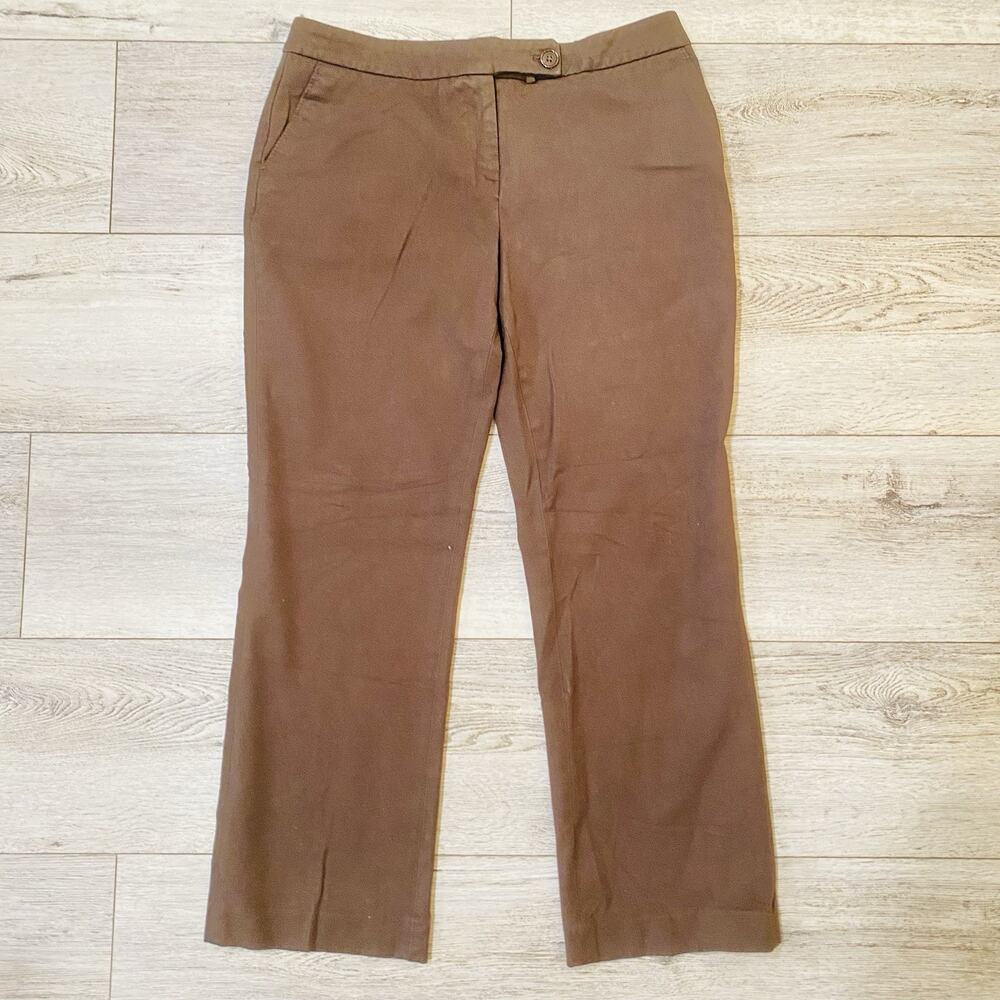 Talbots Pants Womens 12 Brown Signature Boot Dress Trousers Stretch Work Career